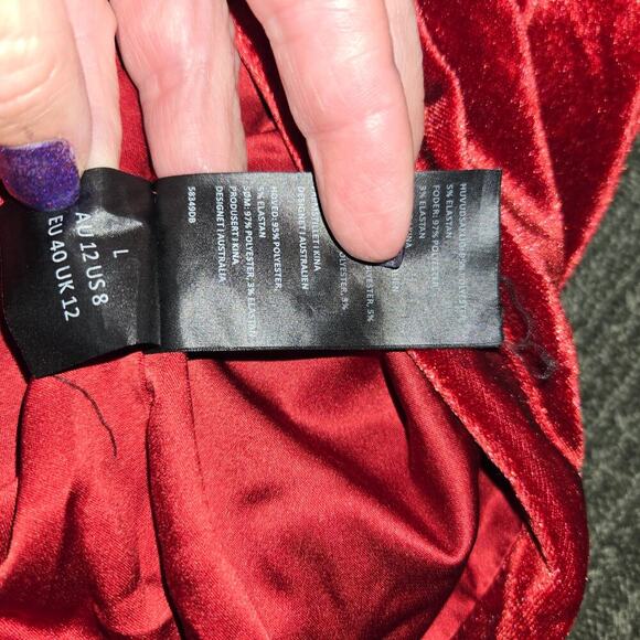 Bardot Claudette Mini Dress Deep Red Velvet love island themed - Picture 5 of 9